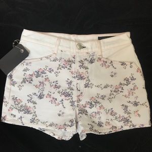 rag & bone white floral denim shorts